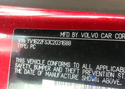 2012 Volvo S60 T5 from USA, damaged, VIN YV1622FS3C2031688